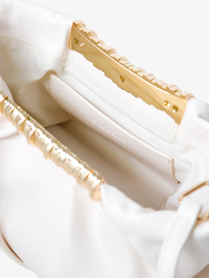 Aura Gathered Clutch Bag in Cream