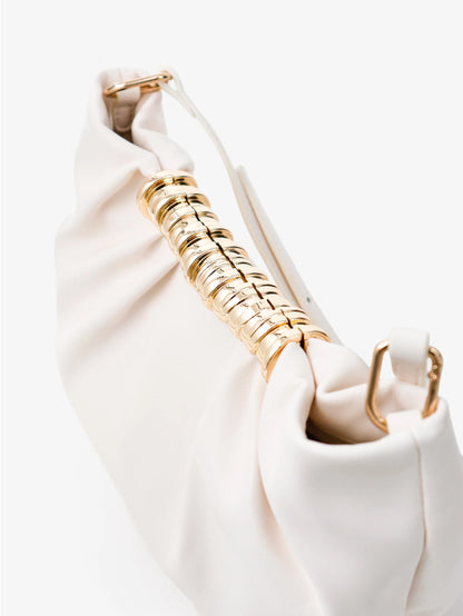 Aura Gathered Clutch Bag in Cream