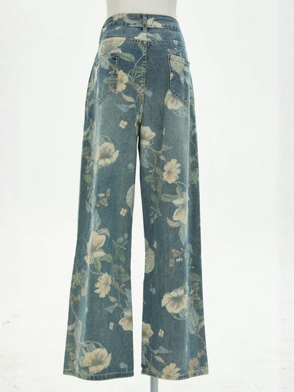 Avina Mid Rise Floral Jeans
