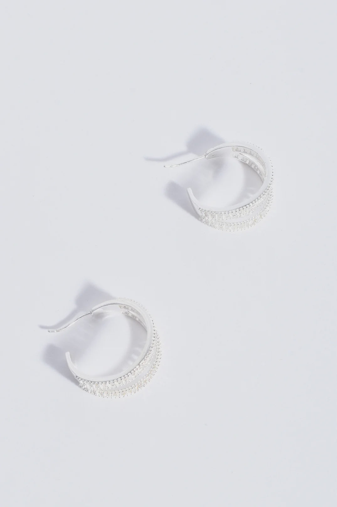 Baguette Cut Jewel Earrings - Silver