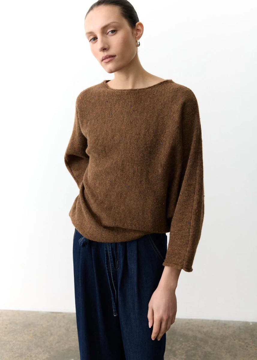 Batwing Speckle Jumper - Cinnamon