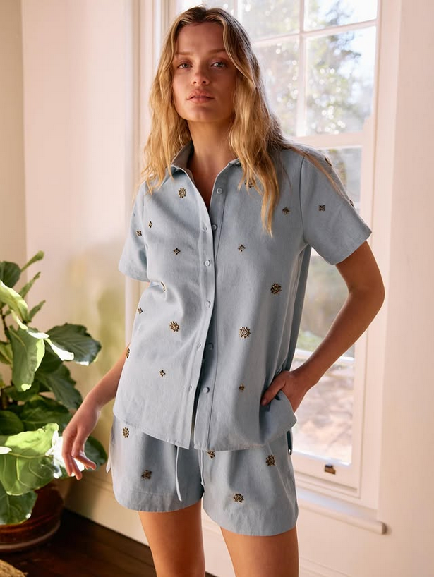 Beaded Denim Shirt