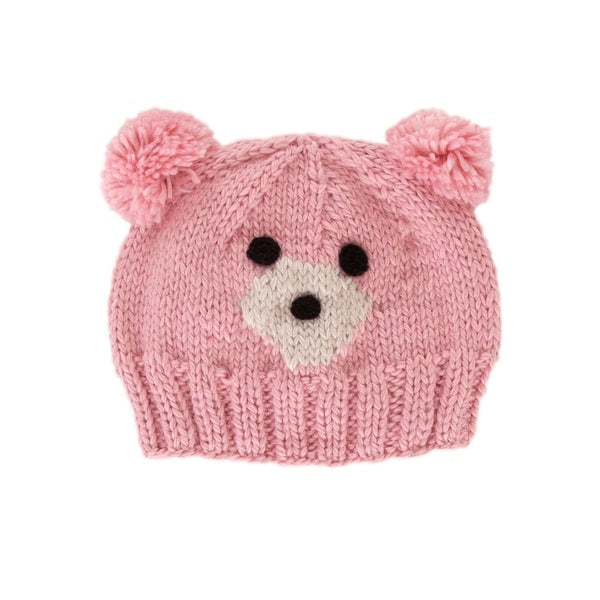 Bear Face Beanie - Pink