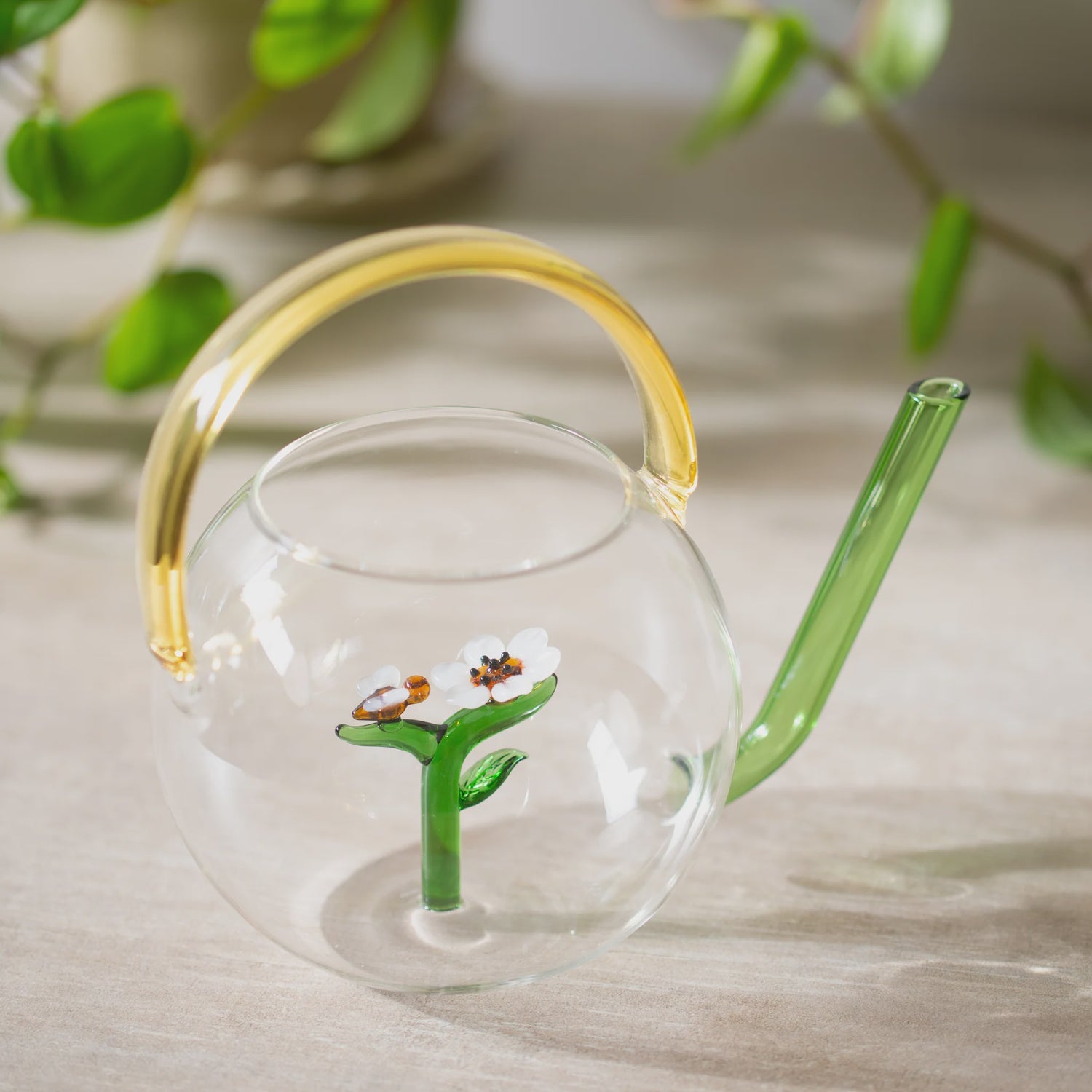Bee &amp; Flower Glass Watering Can