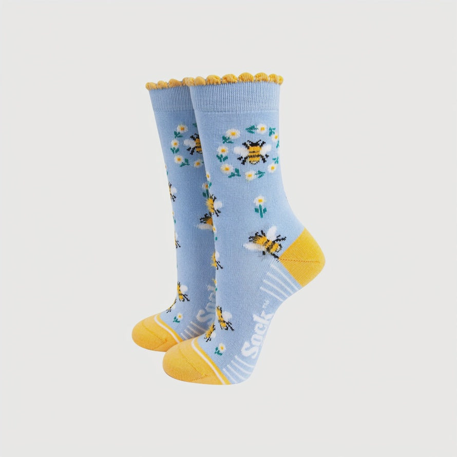 Bee Wreath Fluffy Bamboo Socks