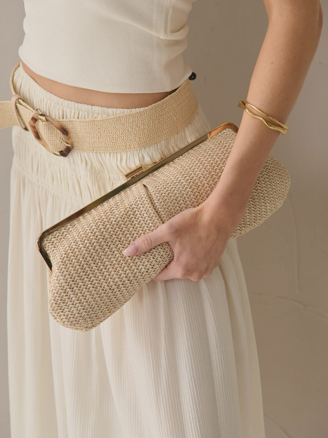 Bianca Straw Clutch - Beige