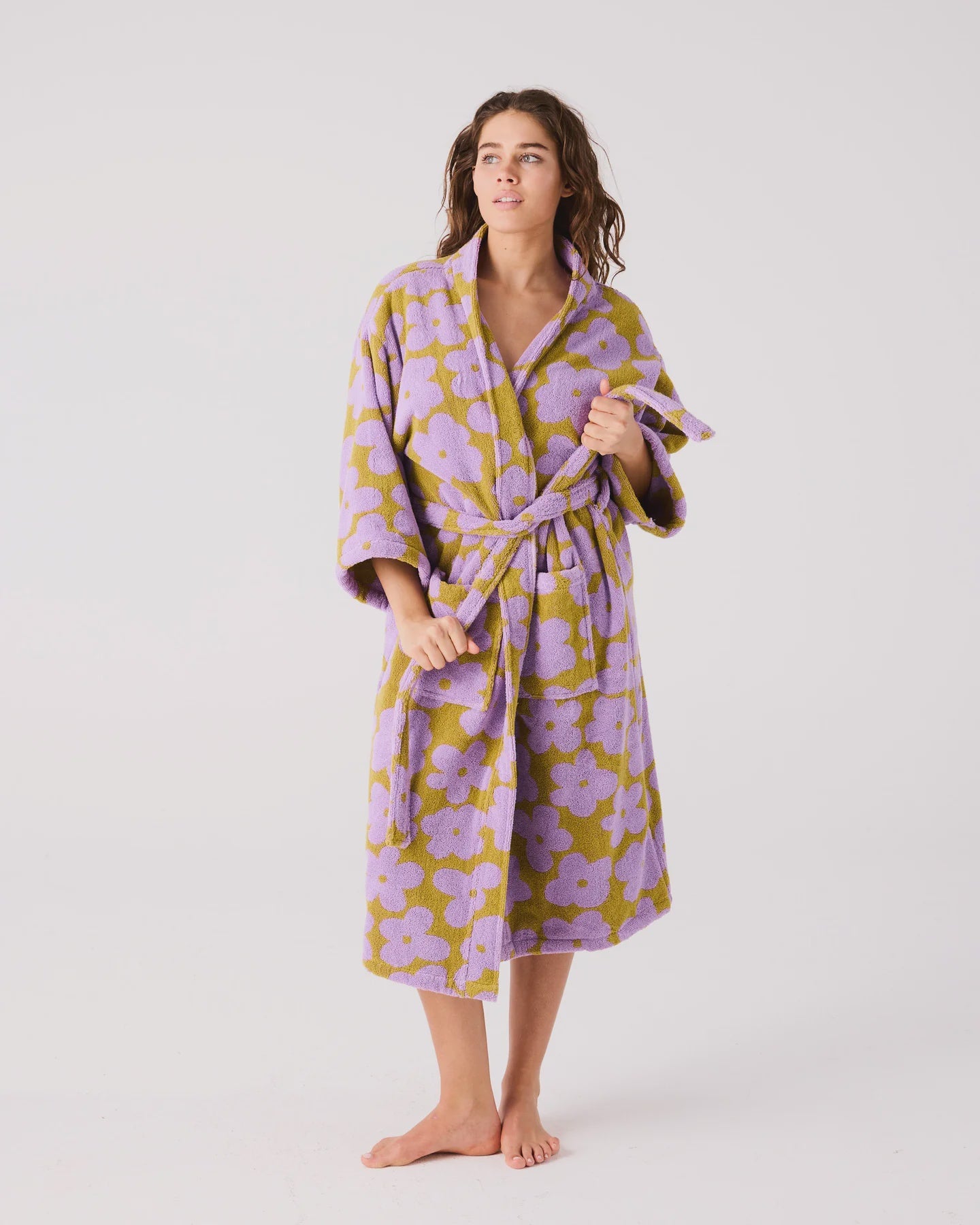Big Flower Terry Bathrobe