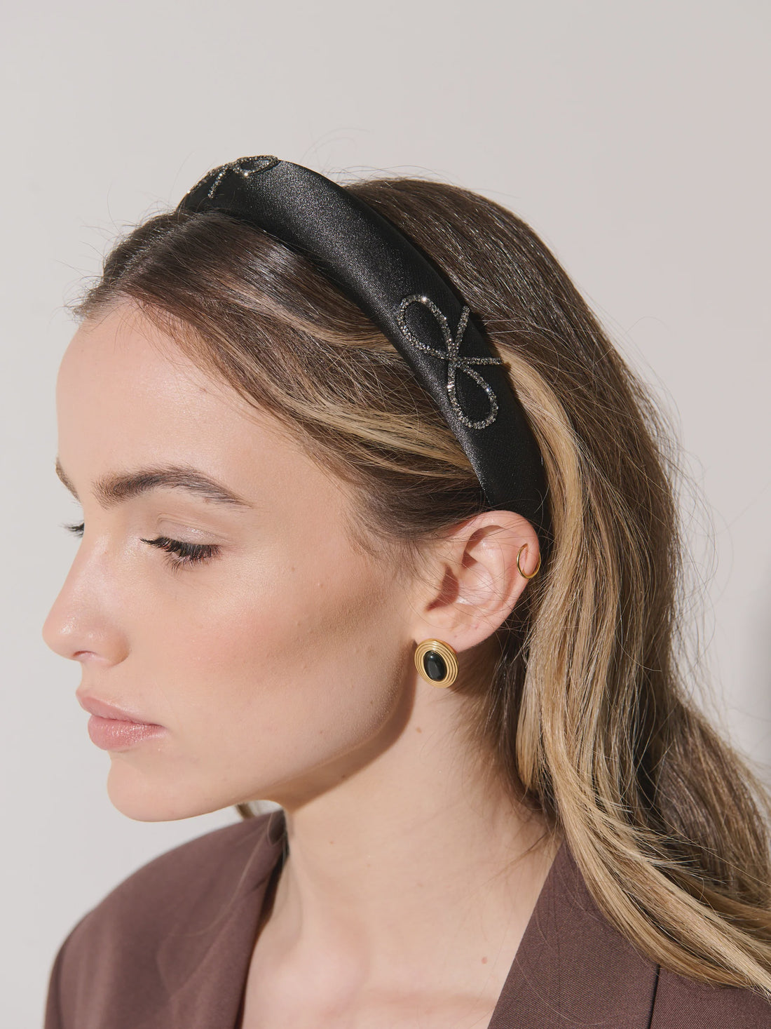 Black Diamante Bow Headband