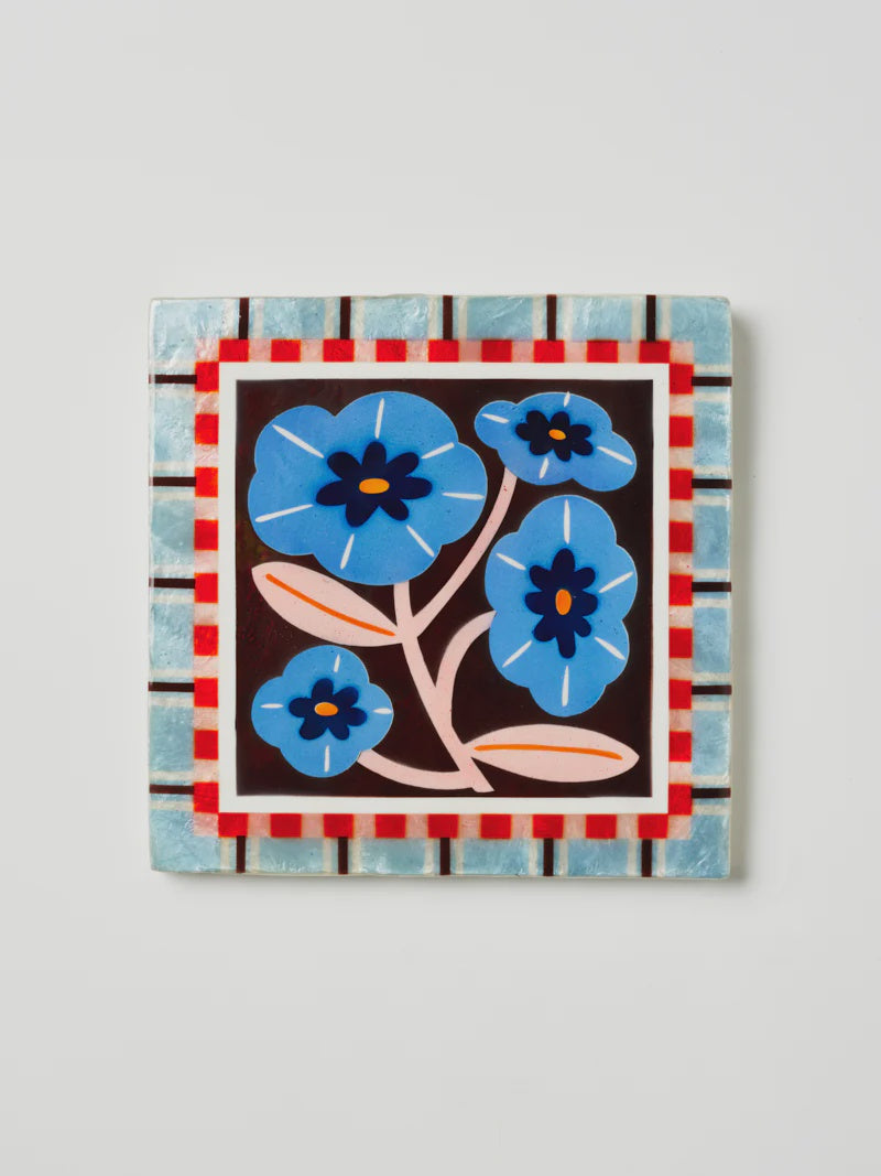 Bloom Nouveau Blue Square Wall Art