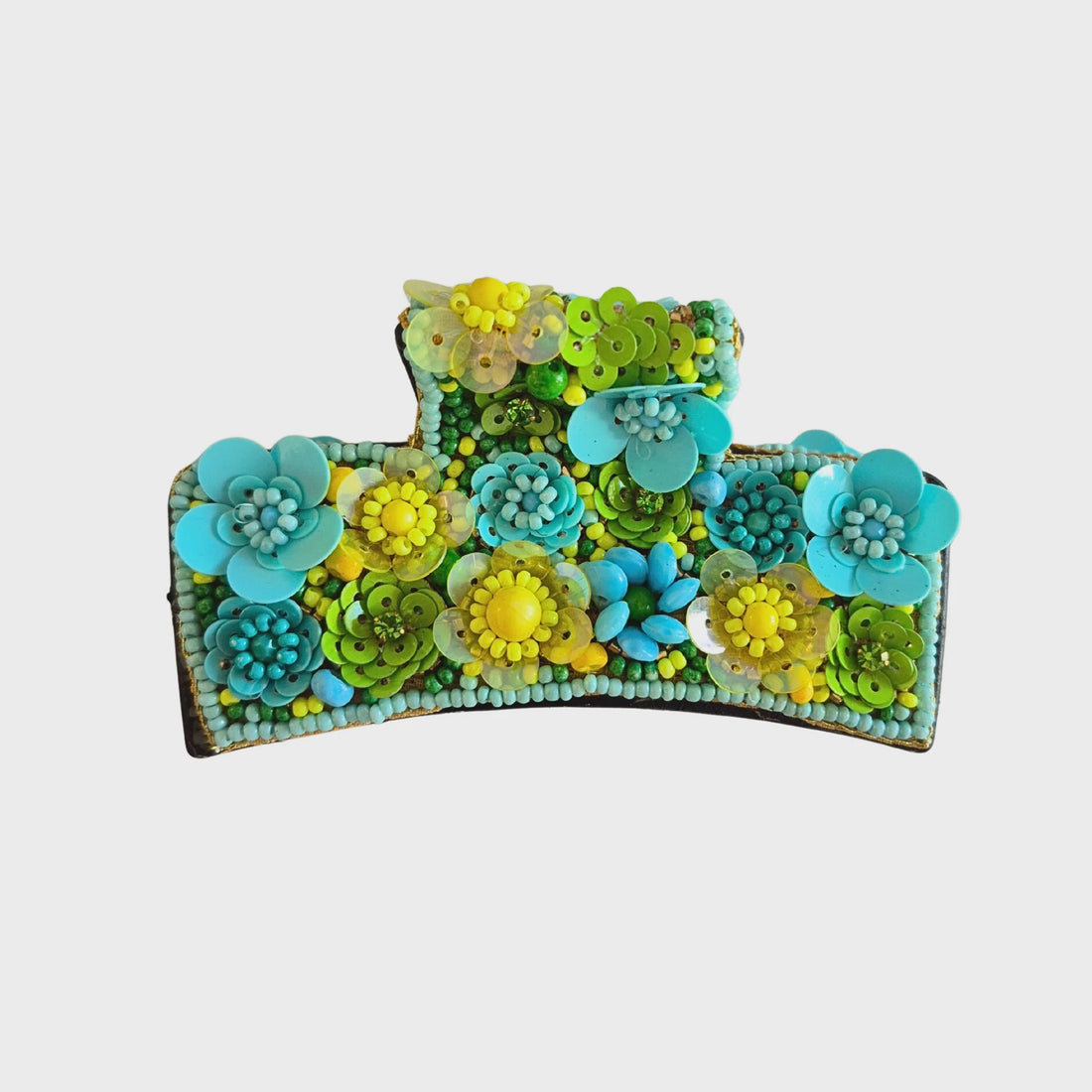 Blossom Beaded Claw Clip - Blue