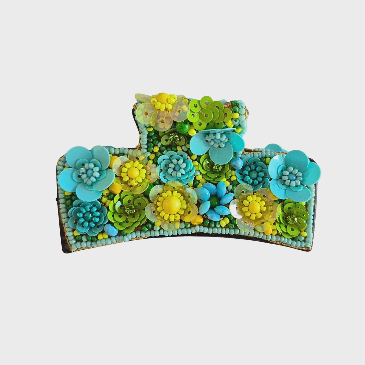 Blossom Beaded Claw Clip - Blue
