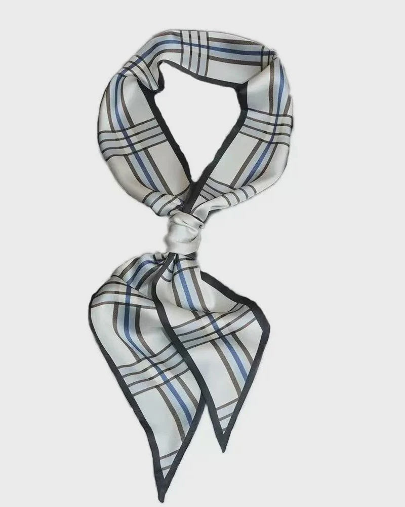 Satin Neck Scarf &amp; Bag Tie - Blue Check