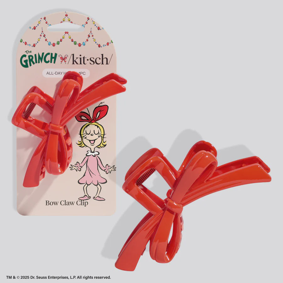 The Grinch x Kitsch Red Bow Claw Clip
