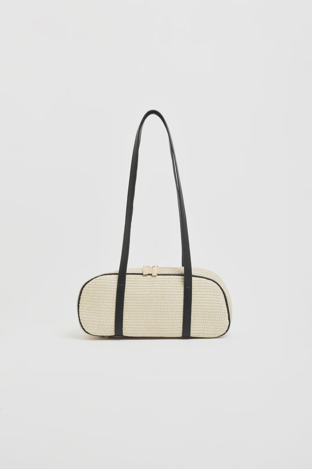 Weave and Trim Bowler Bag - Black