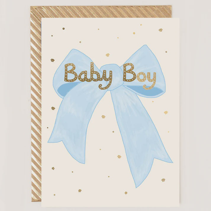 Baby Boy Bow Greeting Card