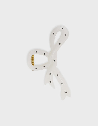 Brenda Ribbon Claw Clip - White