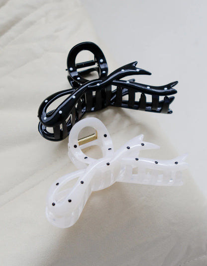 Brenda Ribbon Claw Clip - White