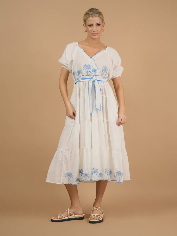 Bronte White Palm Dress