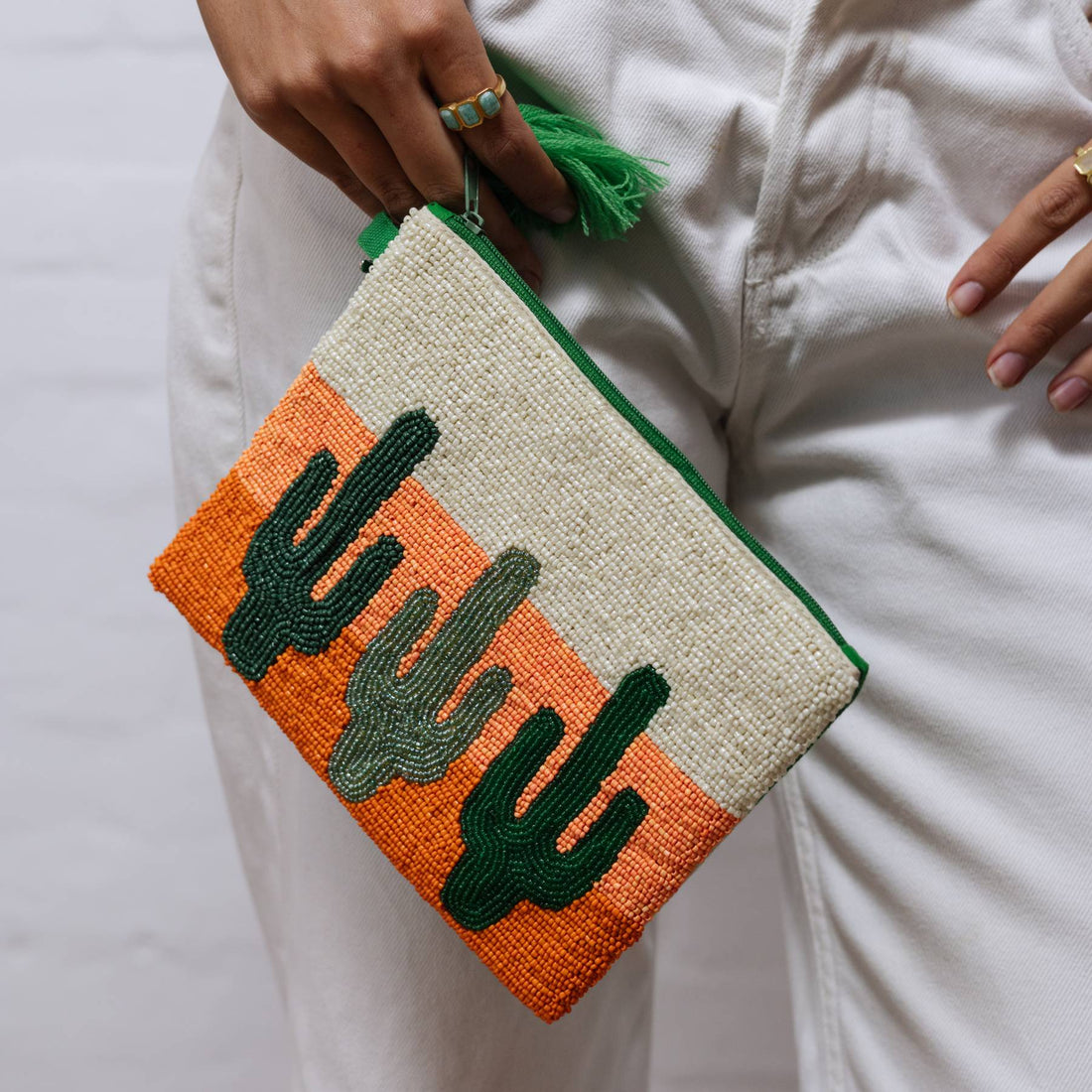 Cactus Sunset Beaded Clutch