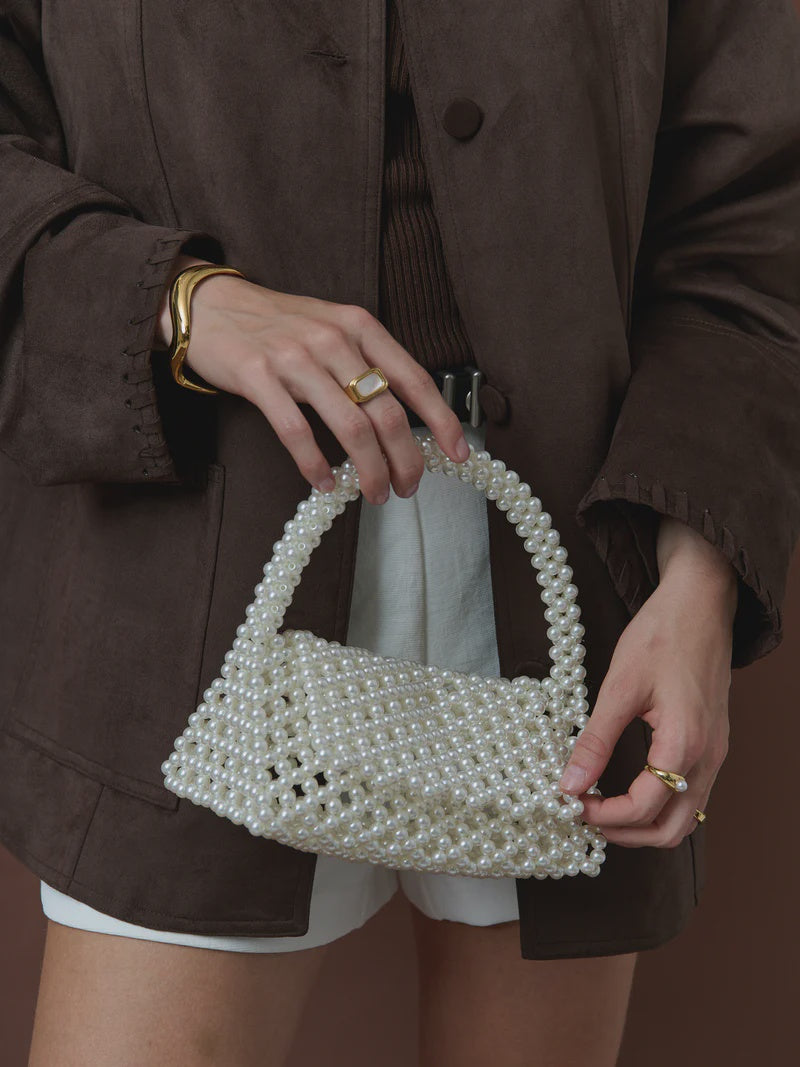 Camilia Beaded Pearl Cluch