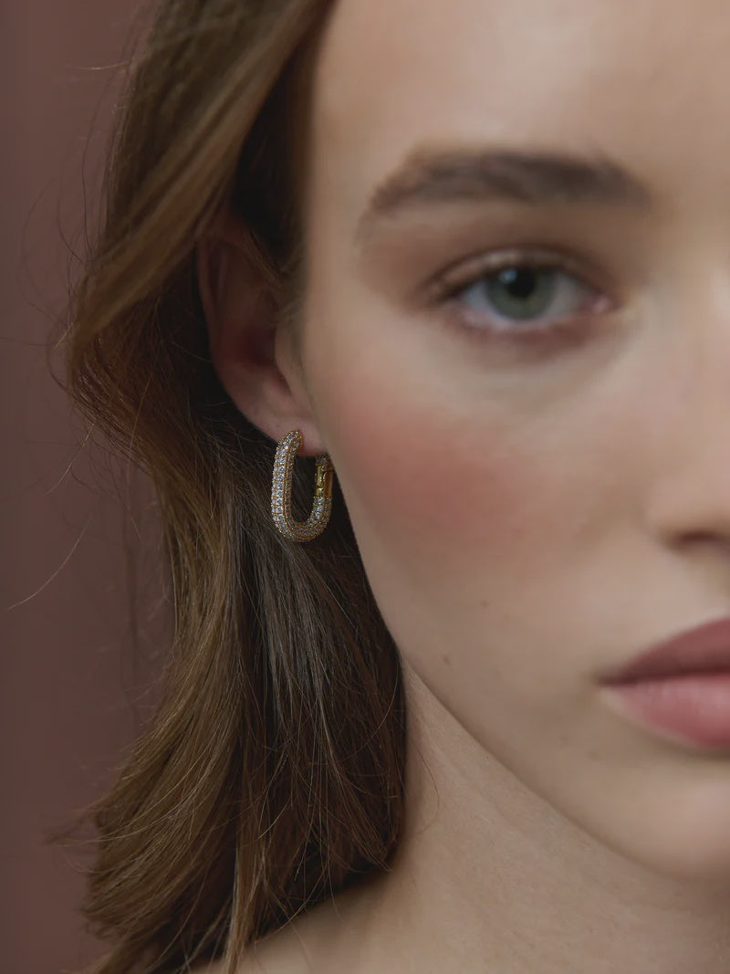 Camilie Pave Gold Earrings