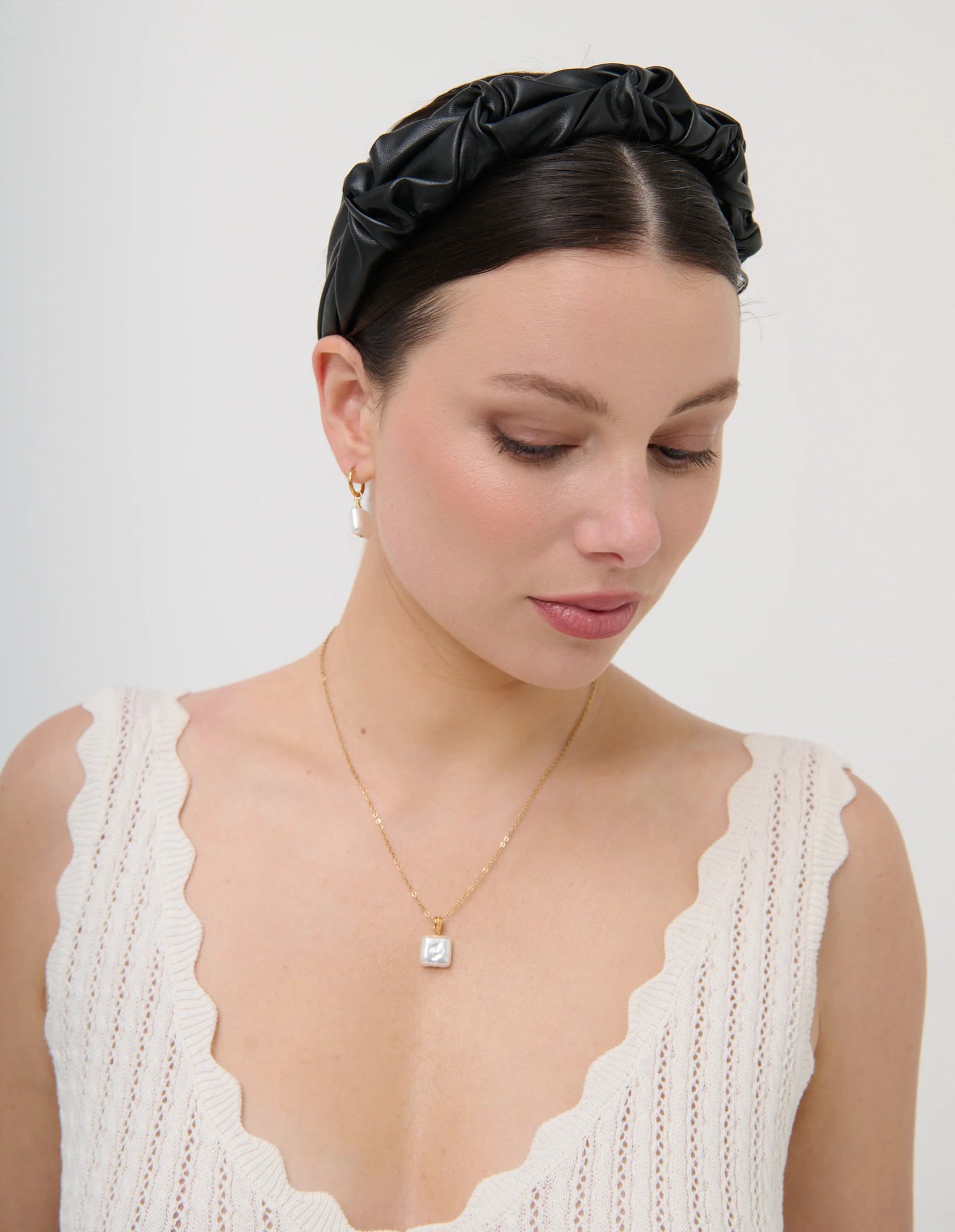 Caroline Ruched Headband - Black