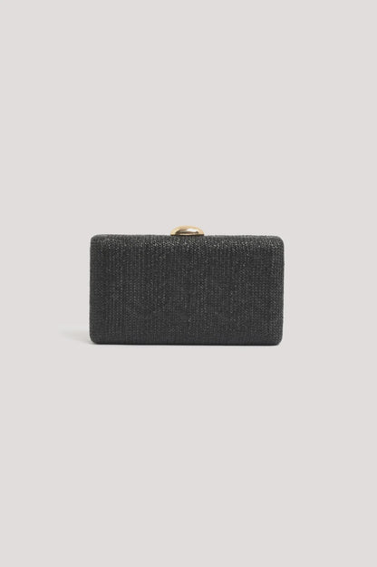 Catalina Structured Weave Clutch - Black