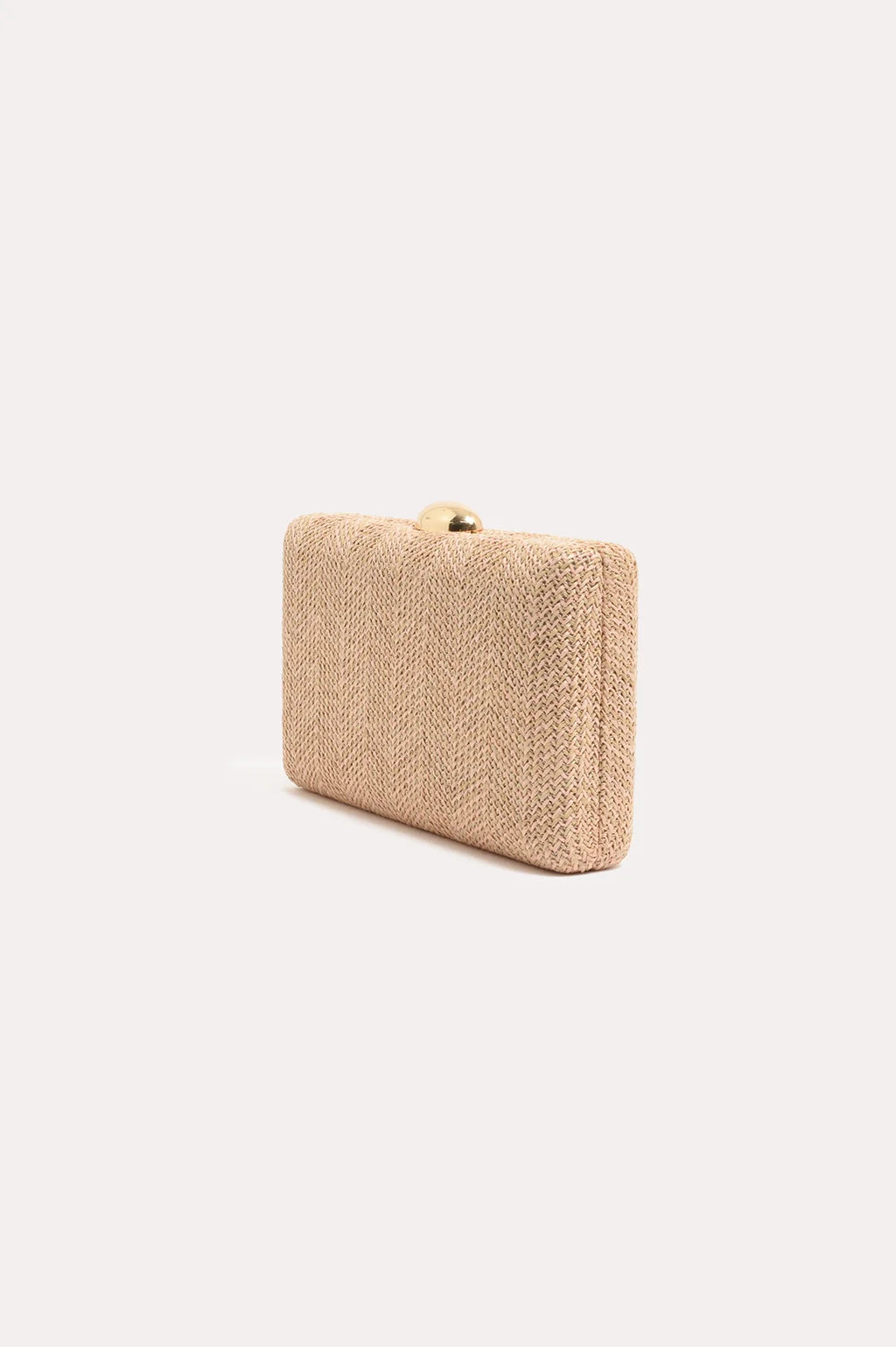 Catalina Structured Weave Clutch - Natural/Peach