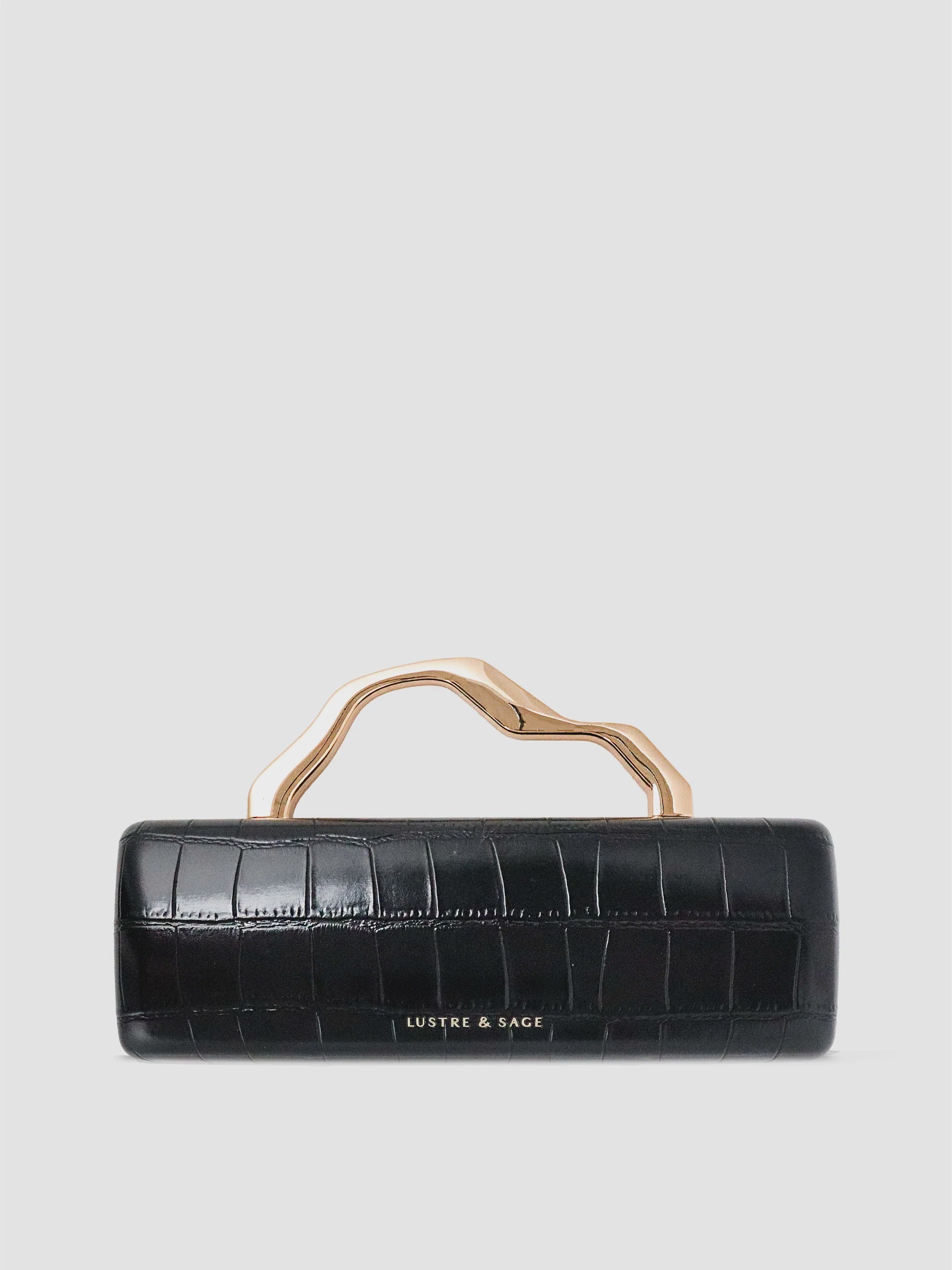 Celeste Croc Clutch in Black