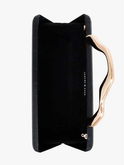 Celeste Croc Clutch in Black