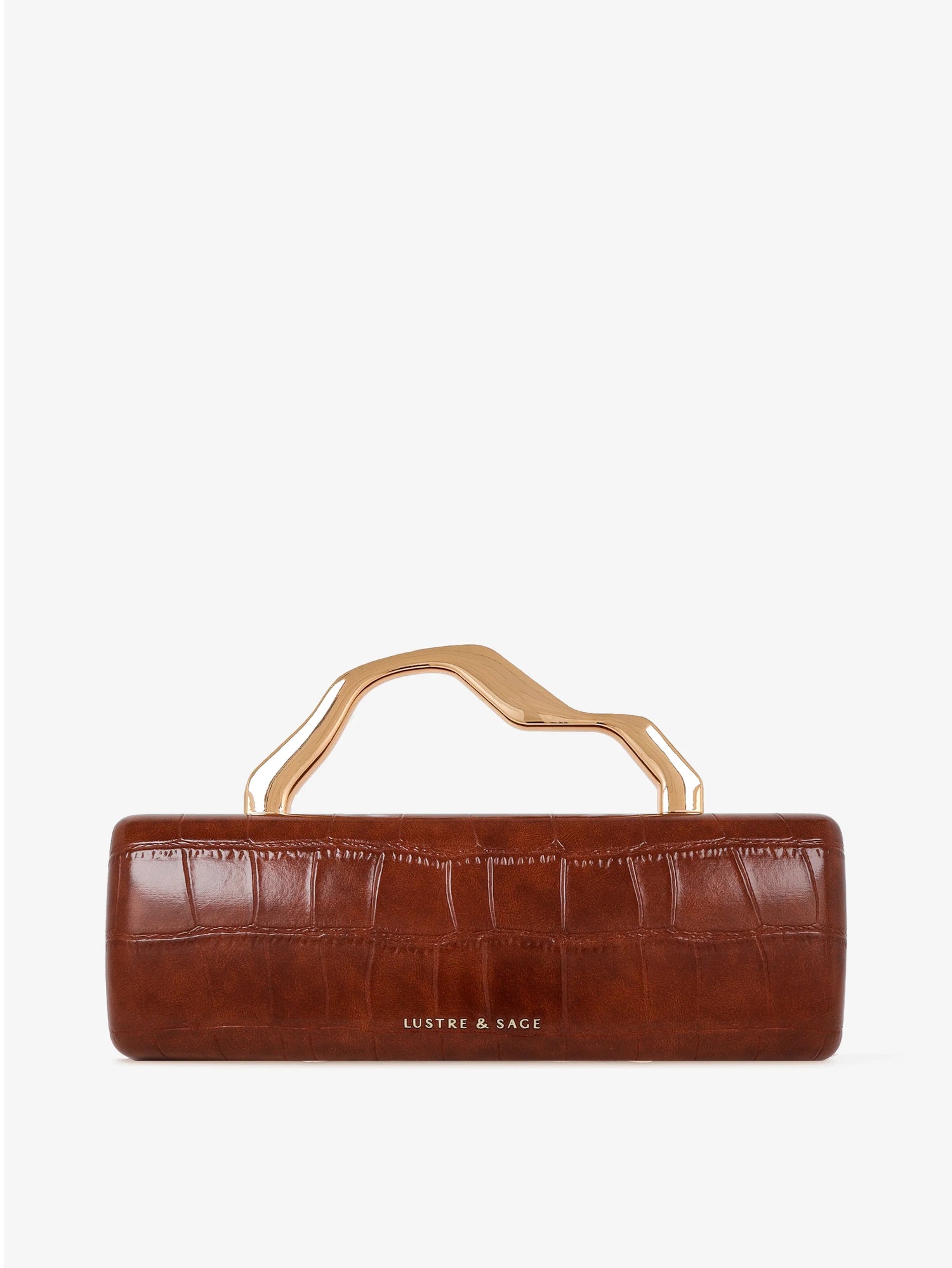Celeste Croc Clutch in Brown