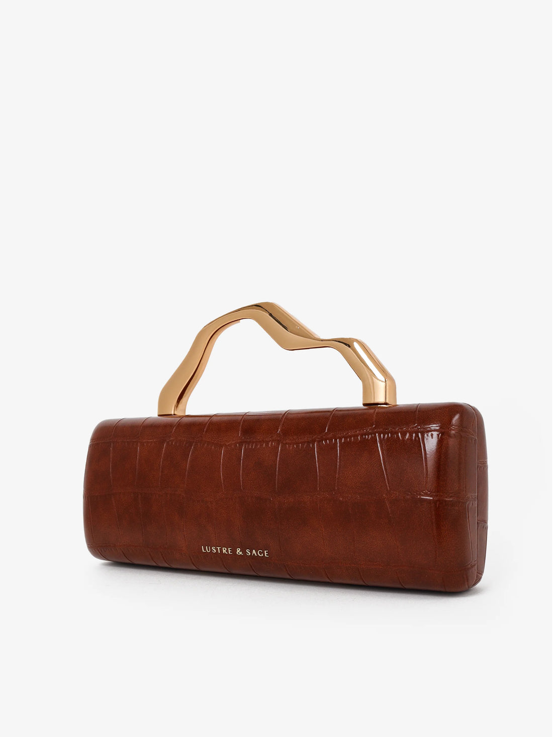 Celeste Croc Clutch in Brown