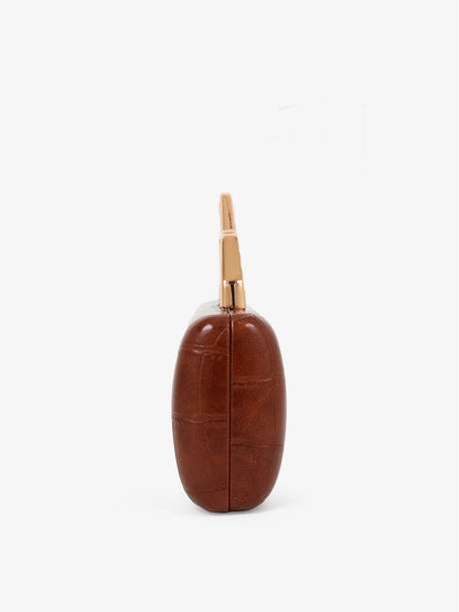 Celeste Croc Clutch in Brown