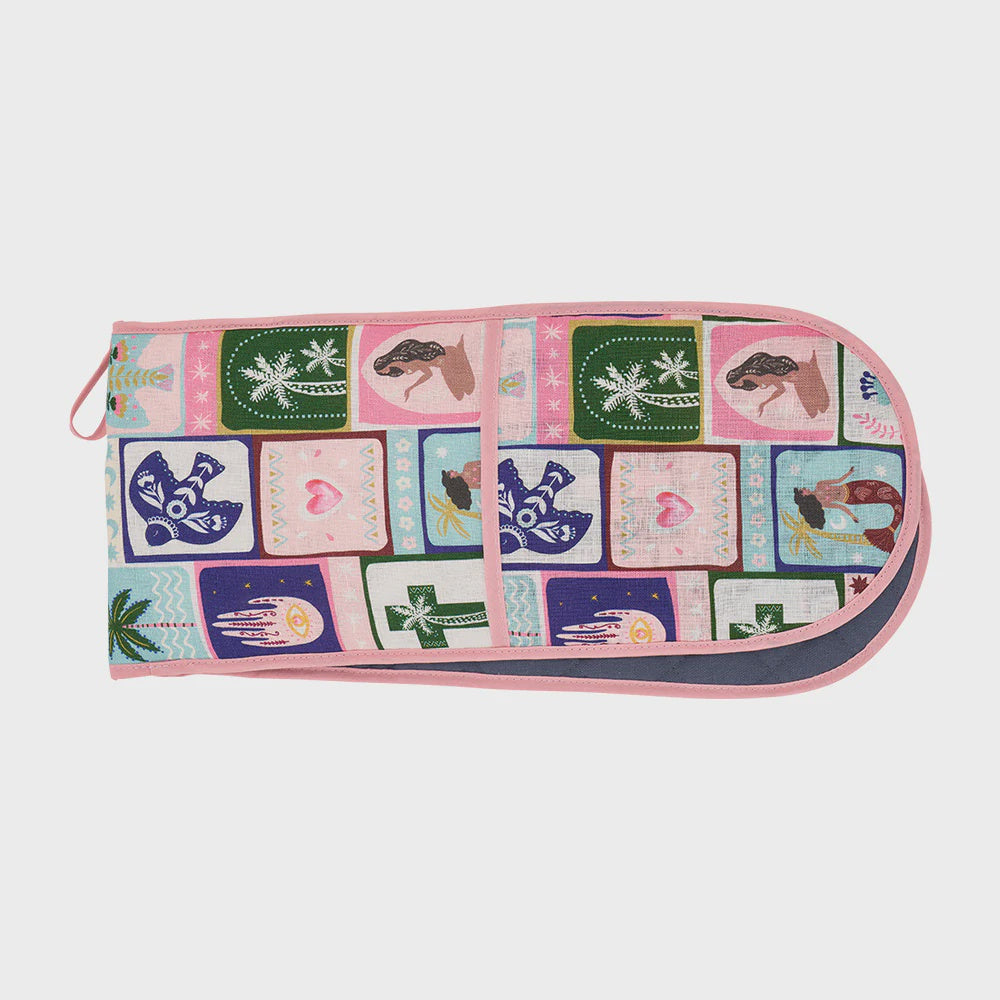 Linen Double Oven Mitt - Celestial Dreams