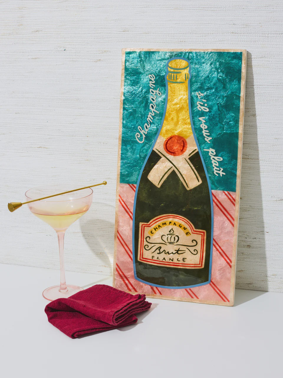 Happy Hour Champers Wall Art Tile