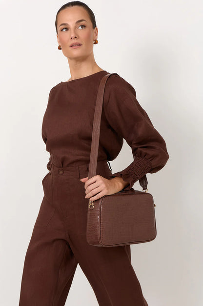 Charli Croc Camera Bag - Chocolate