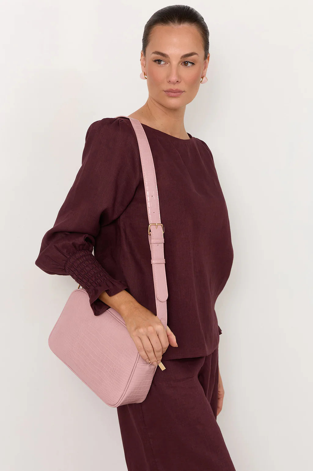 Charli Croc Camera Bag - Pink