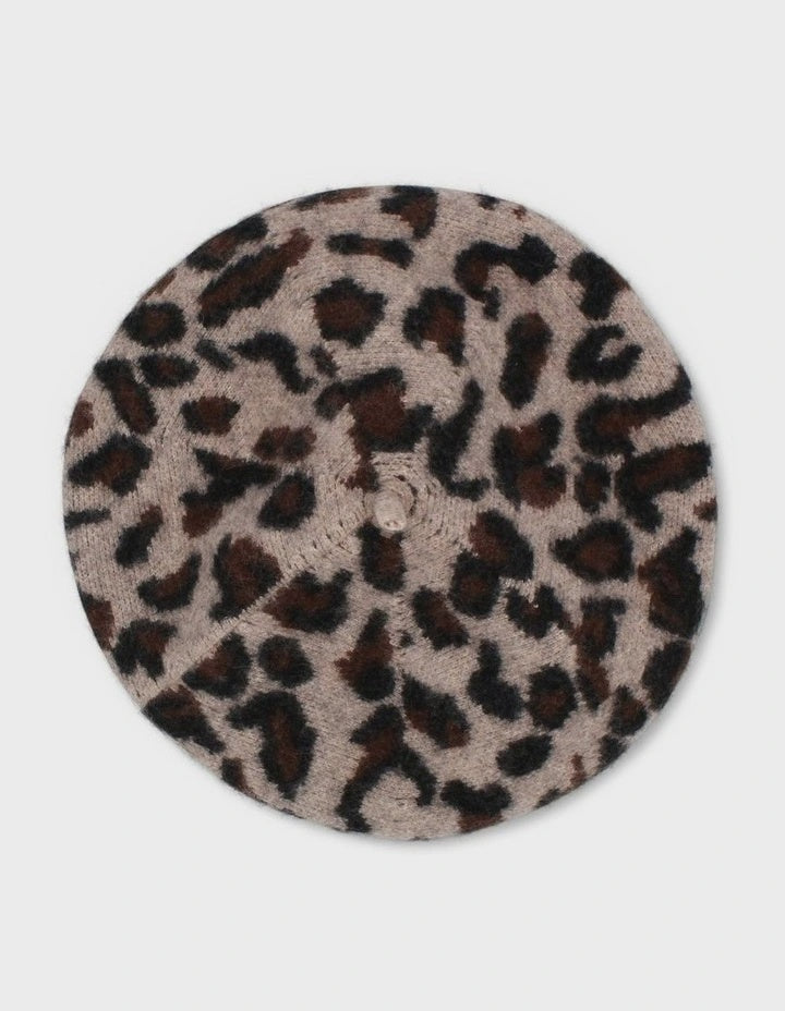 Charlotte Wool Blend Leopard Beret