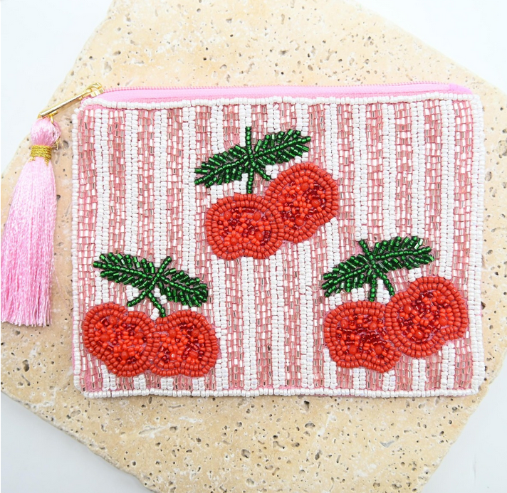 Stripe Cherries Coin Purse