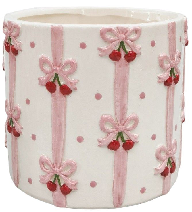 Cherry Bow Planter 13cm
