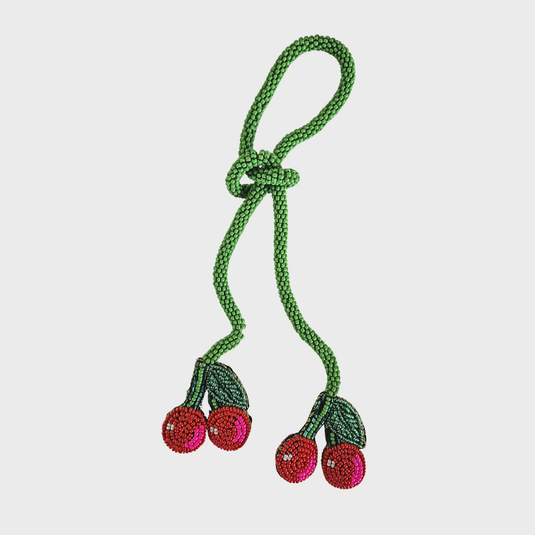 Cherries Beaded Tie Bag Charm