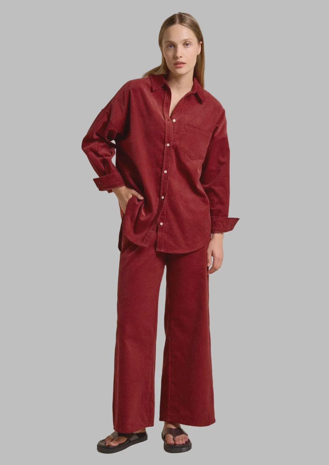 Khatie Cord Pants - Cherry