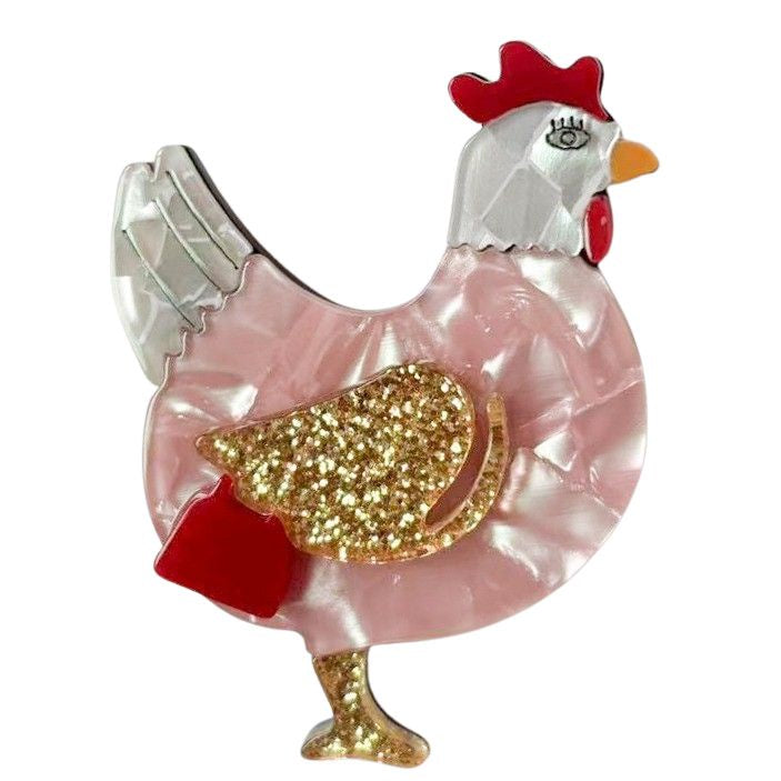 Iris Chicken Brooch