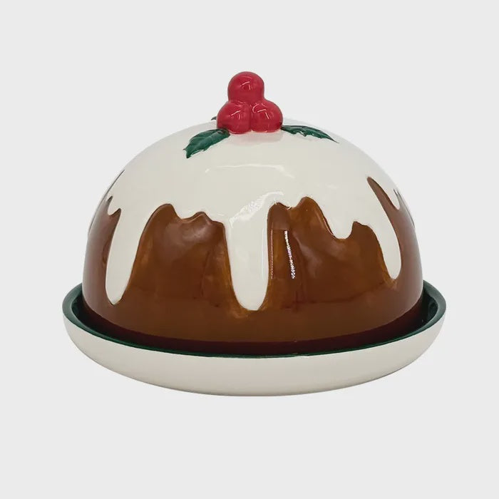Christmas Pud Butter Dish 15x10cm