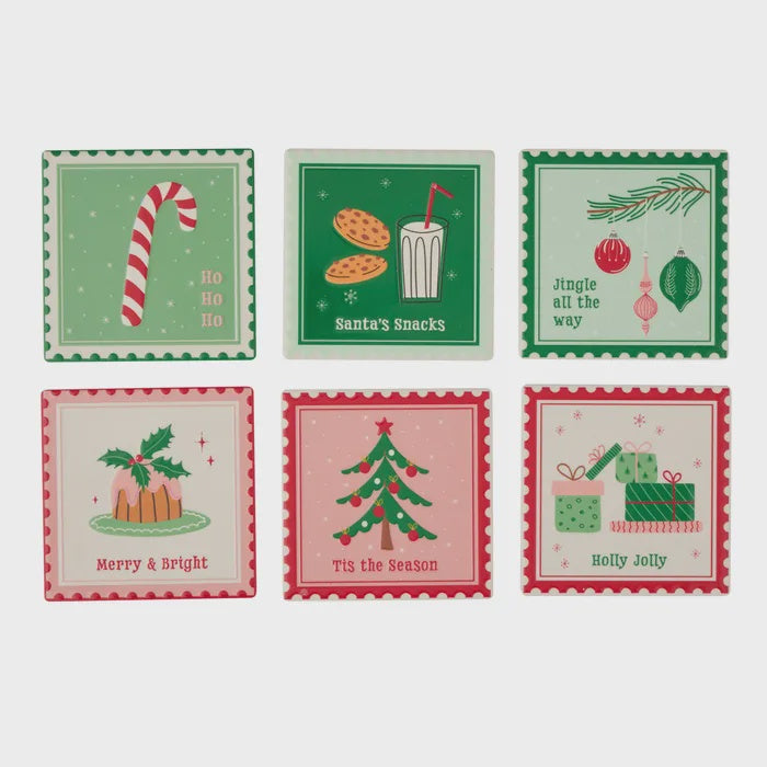 Xmas Stamp Ceramic Coasters