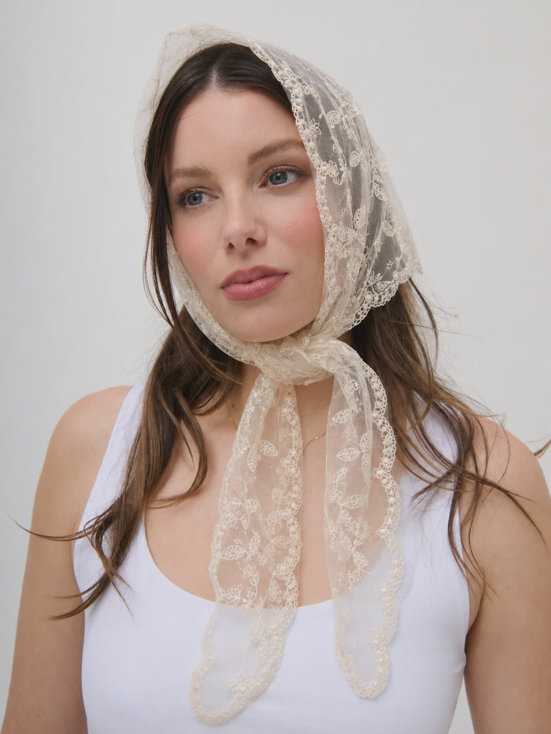 Citta Lace Headscarf - Cream