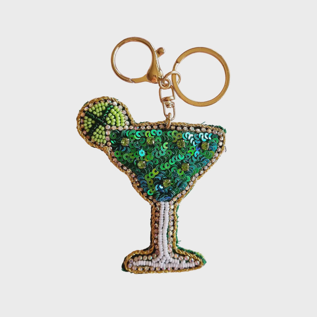 Beaded Cocktail Keychain - Green