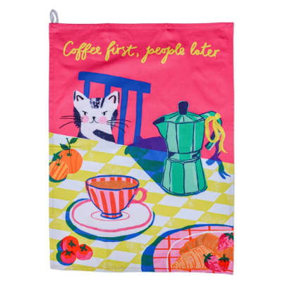 Coffee First Tea Towel