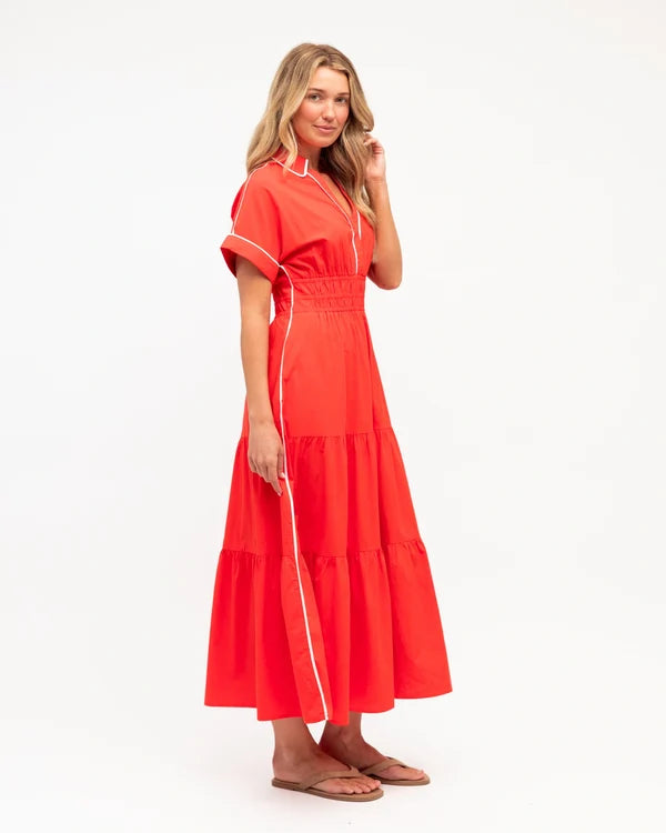 Contrast Tipped Midi Dress