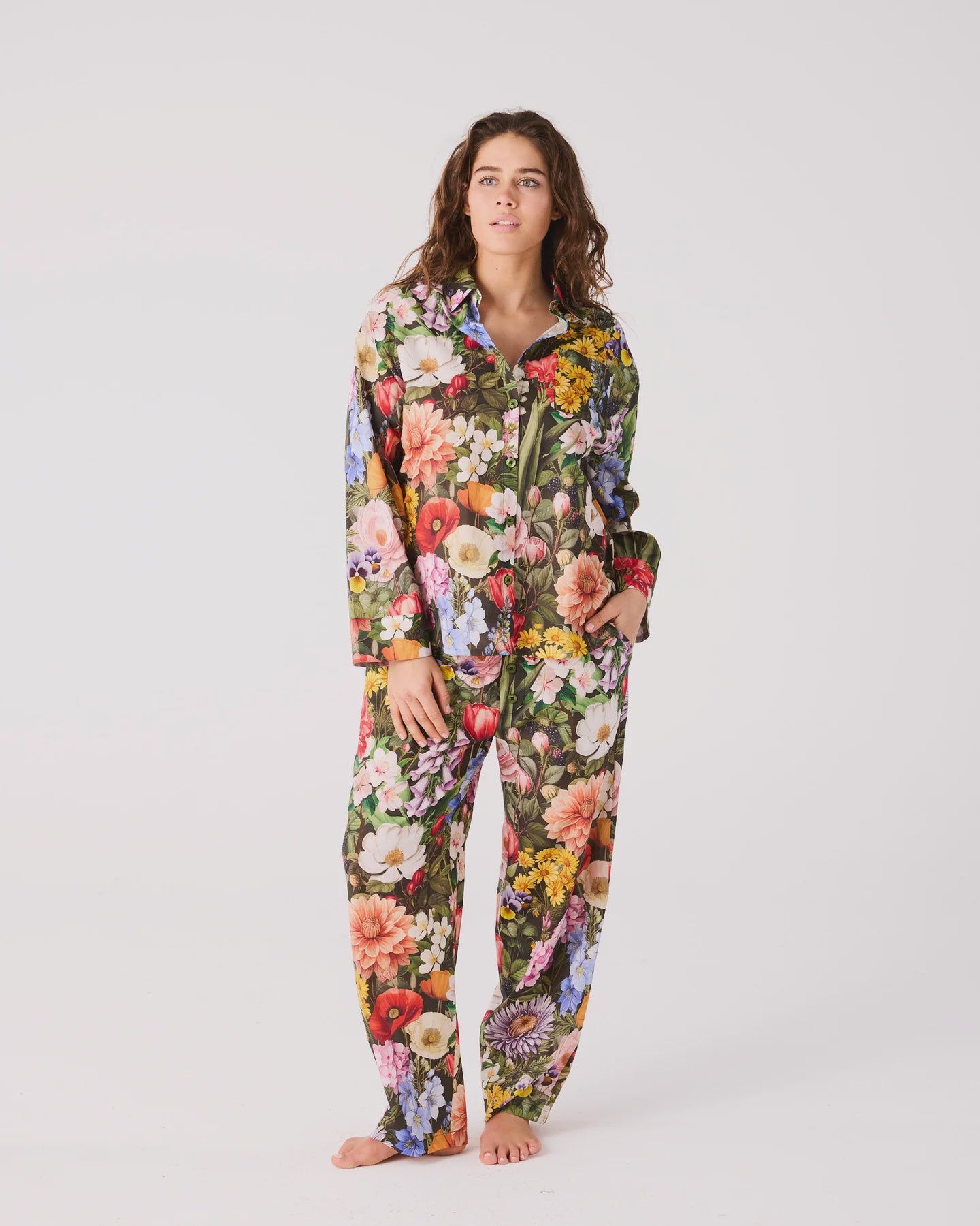Cottage Garden Eden Adult Organic Cotton Long Sleeve Shirt &amp; Pant Pyjama Set